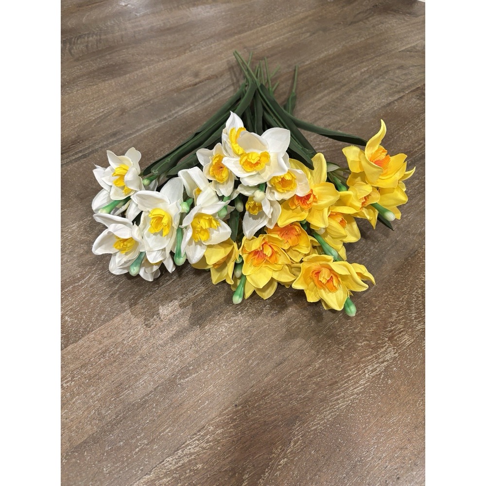 Faux Floral Daffodil Stems Set Of 12 New Craft Wreath Flower Arrangements Spring